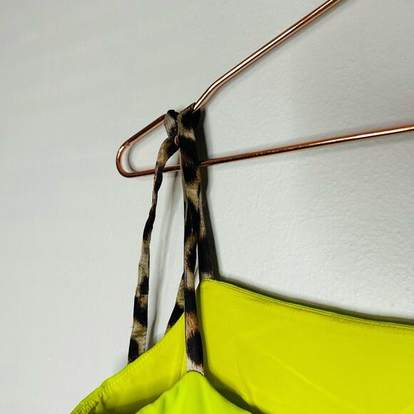 NWT CHRISTIAN SIRIANO Leopard Ties Neon Green Hi-Low Hemline Dress Size 10 - Picture 14 of 16